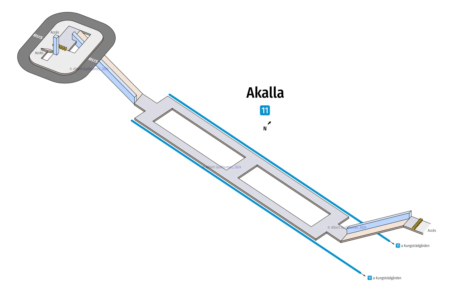 Akalla – interactive station map with exit locations