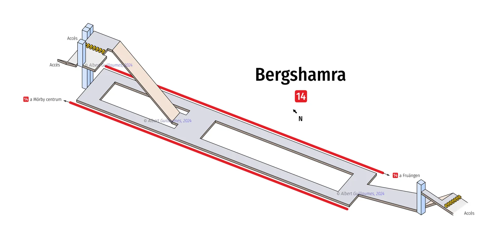 Bergshamra – interactive station map with exit locations