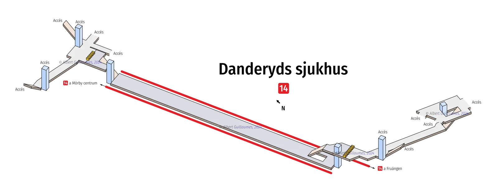 Danderyds sjukhus – interactive station map with exit locations