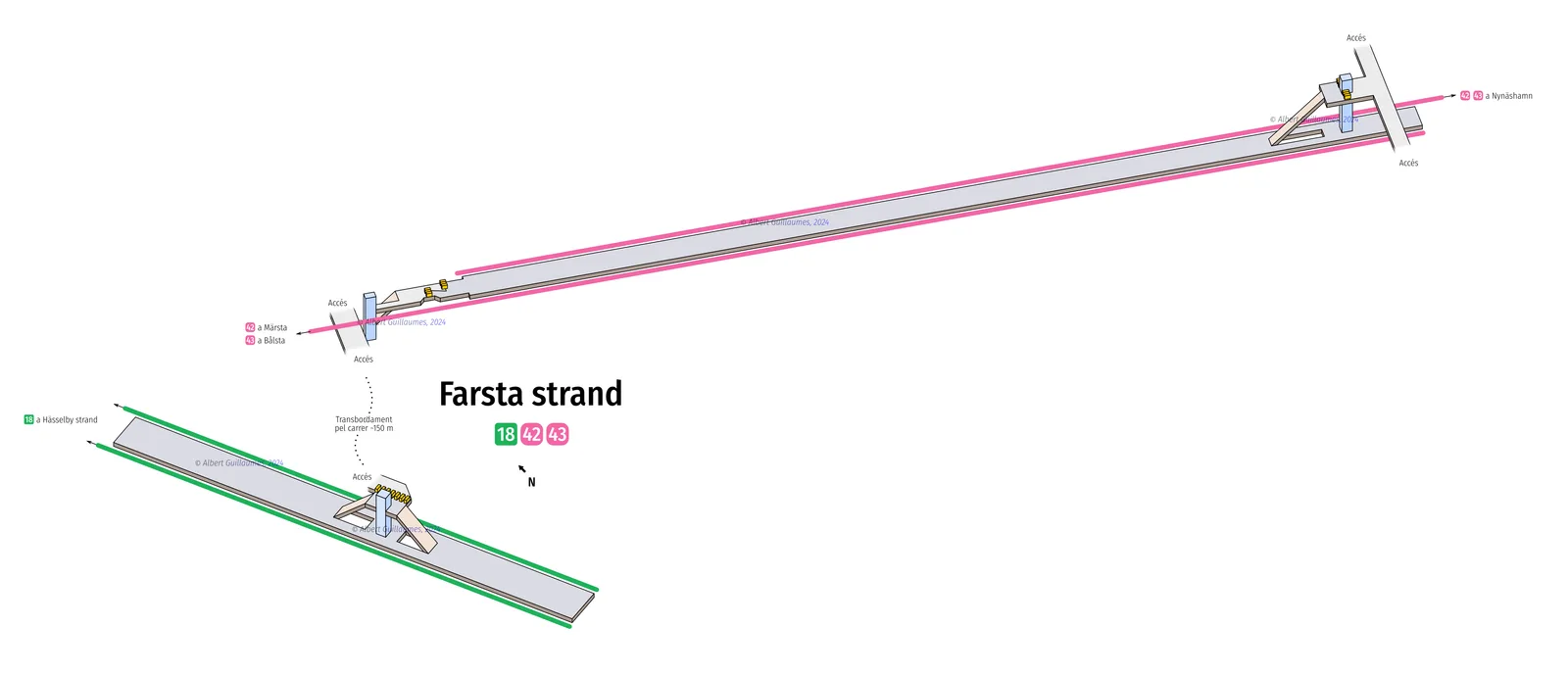 Farsta strand – interactive station map with exit locations