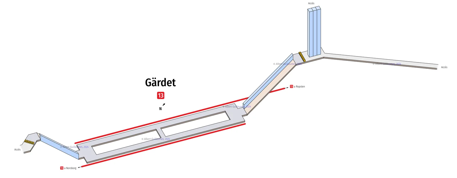 Gärdet – interaktiv stationskarta med uppgångar
