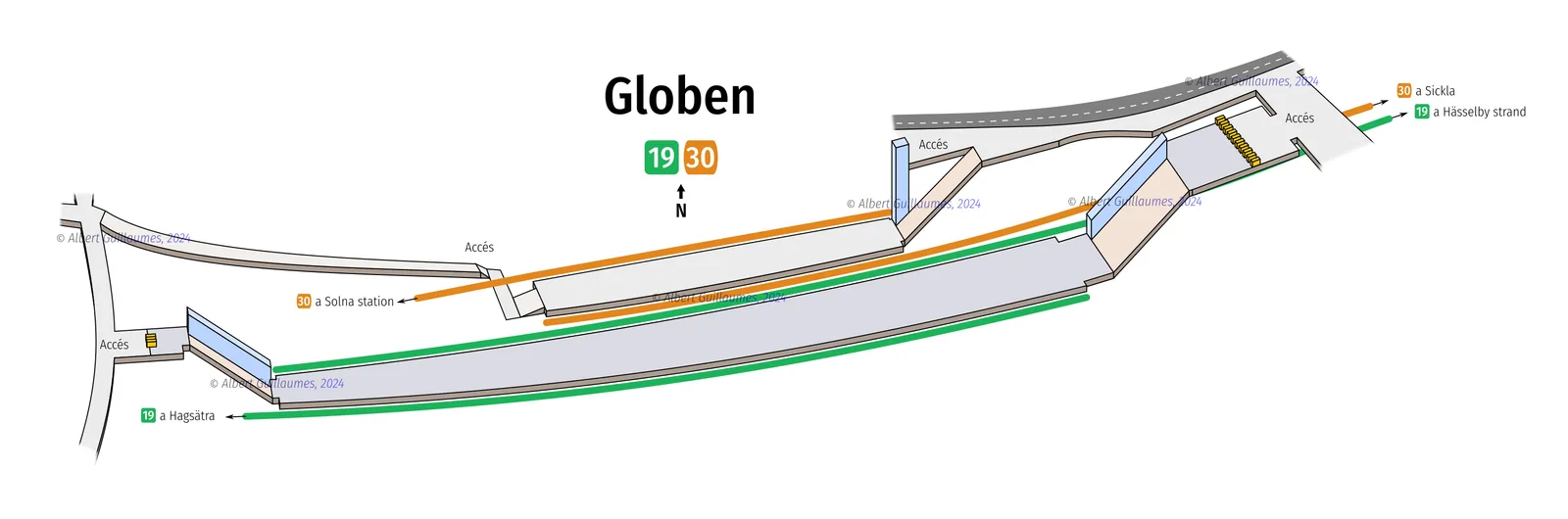 Globen – interaktiv stationskarta med uppgångar