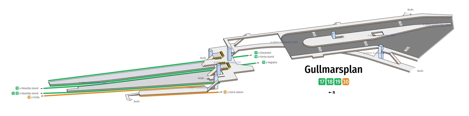 Gullmarsplan – interactive station map with exit locations