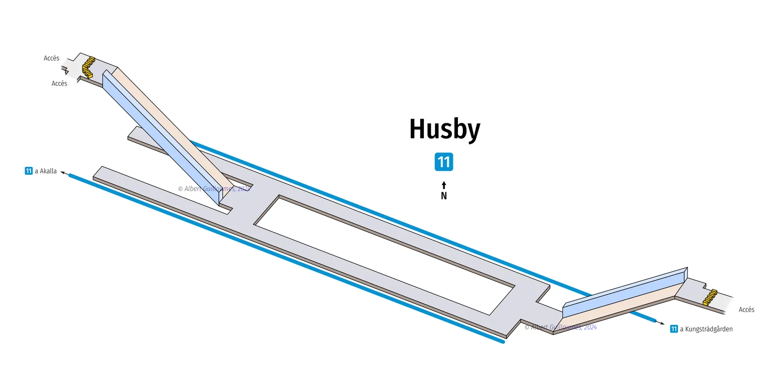Husby – interaktiv stationskarta med uppgångar