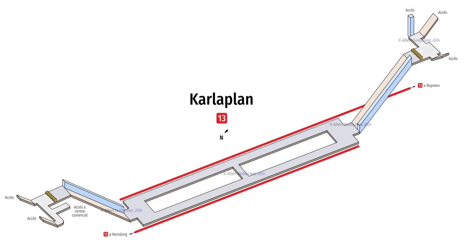 Karlaplan – interaktiv stationskarta med uppgångar