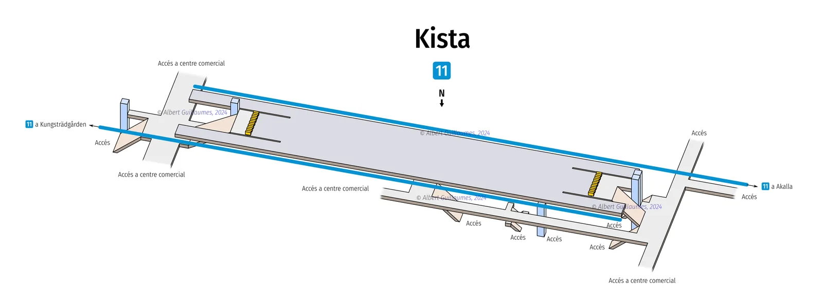 Kista – interactive station map with exit locations
