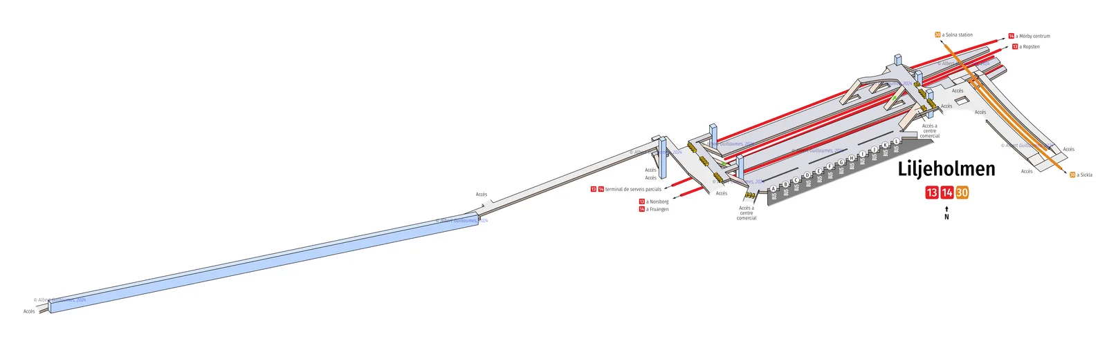 Liljeholmen – interactive station map with exit locations