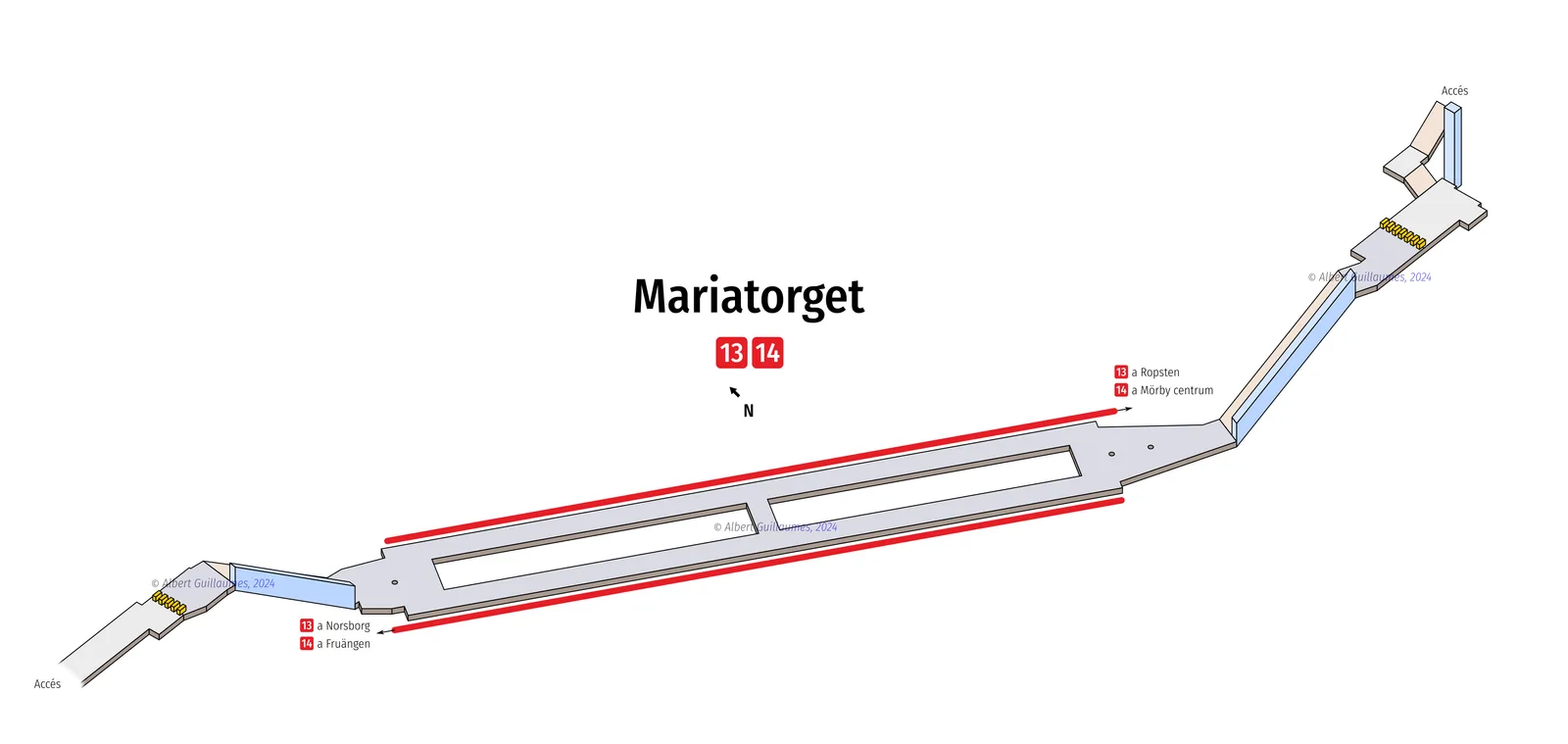Mariatorget – interaktiv stationskarta med uppgångar