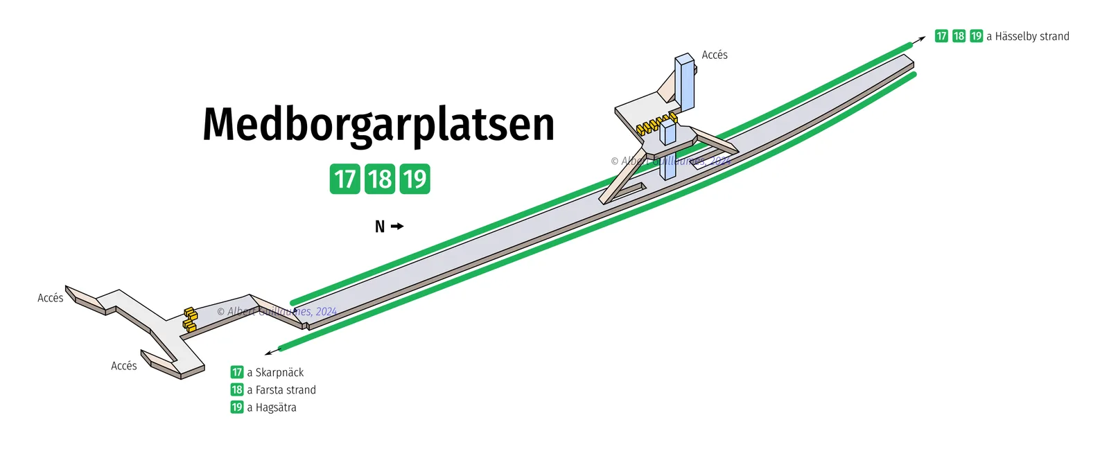 Medborgarplatsen – interactive station map with exit locations