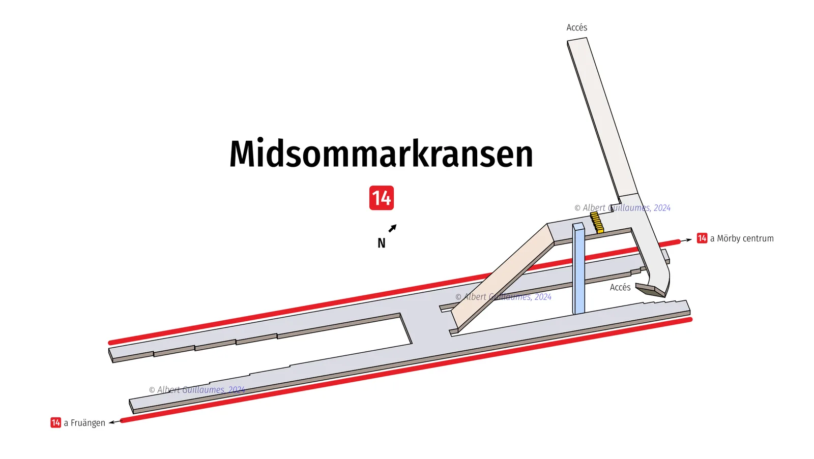 Midsommarkransen – interactive station map with exit locations