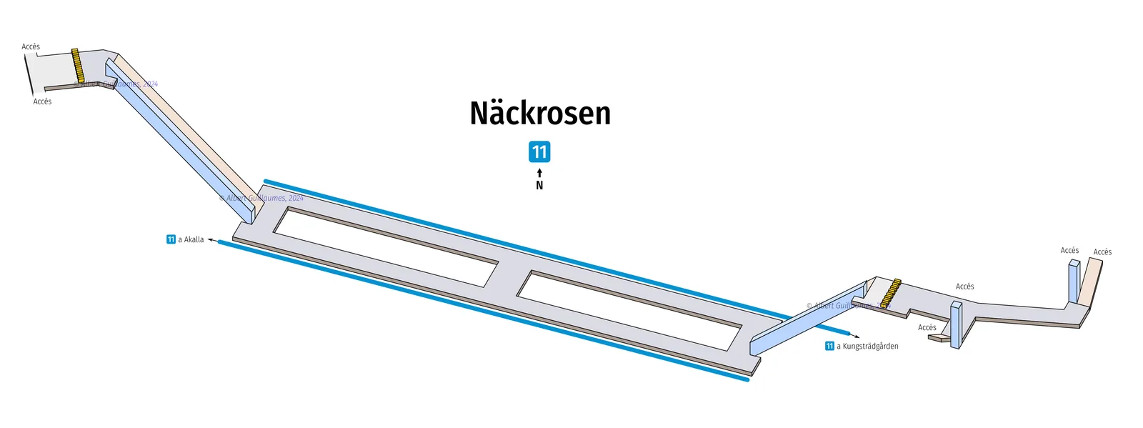Näckrosen – interaktiv stationskarta med uppgångar