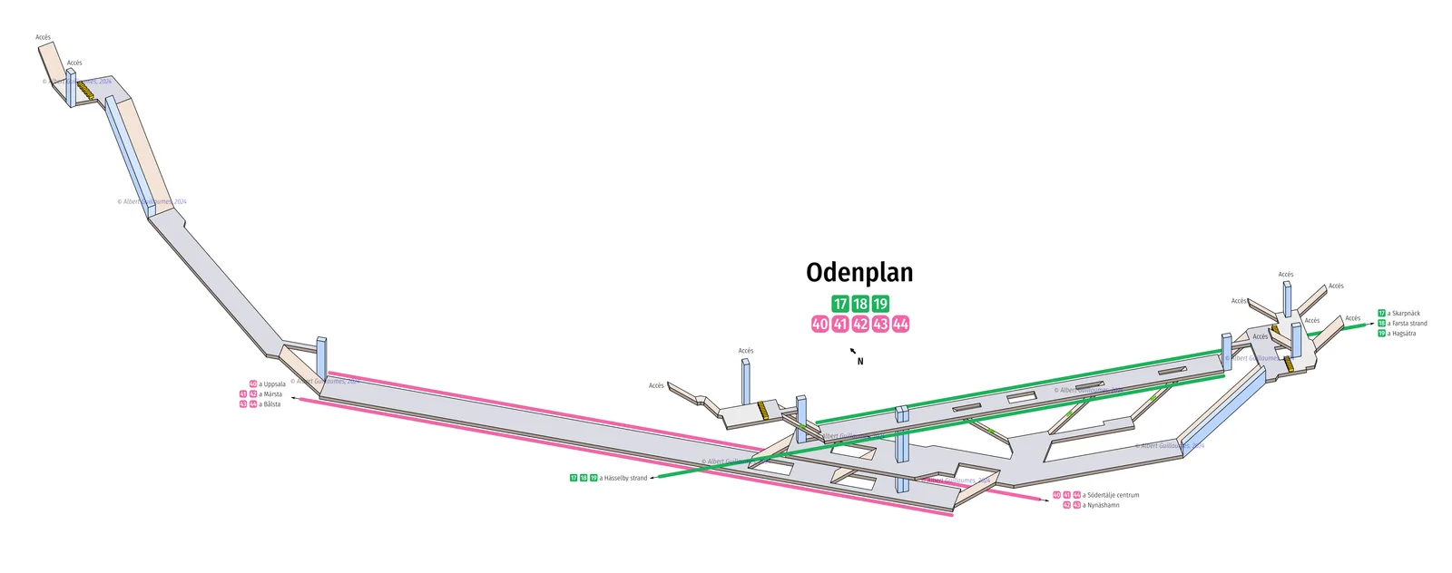 Odenplan – interaktiv stationskarta med uppgångar