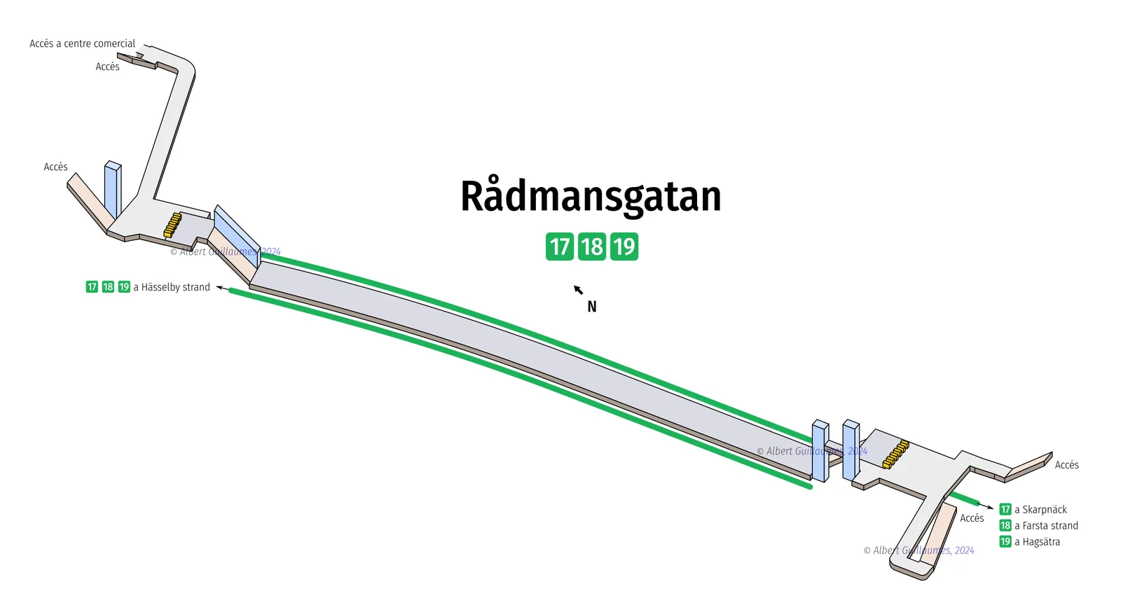 Rådmansgatan – interaktiv stationskarta med uppgångar