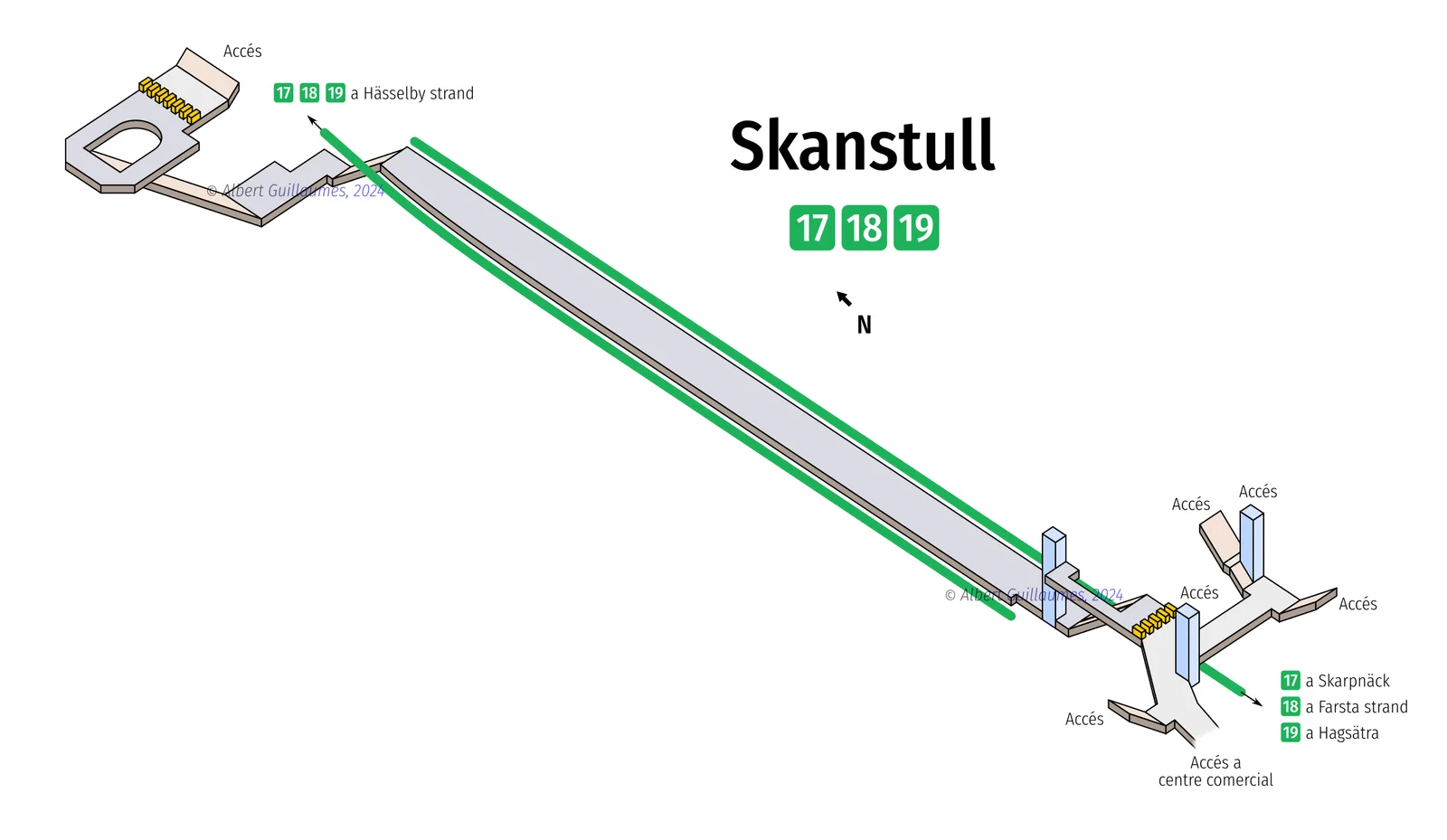 Skanstull – interaktiv stationskarta med uppgångar