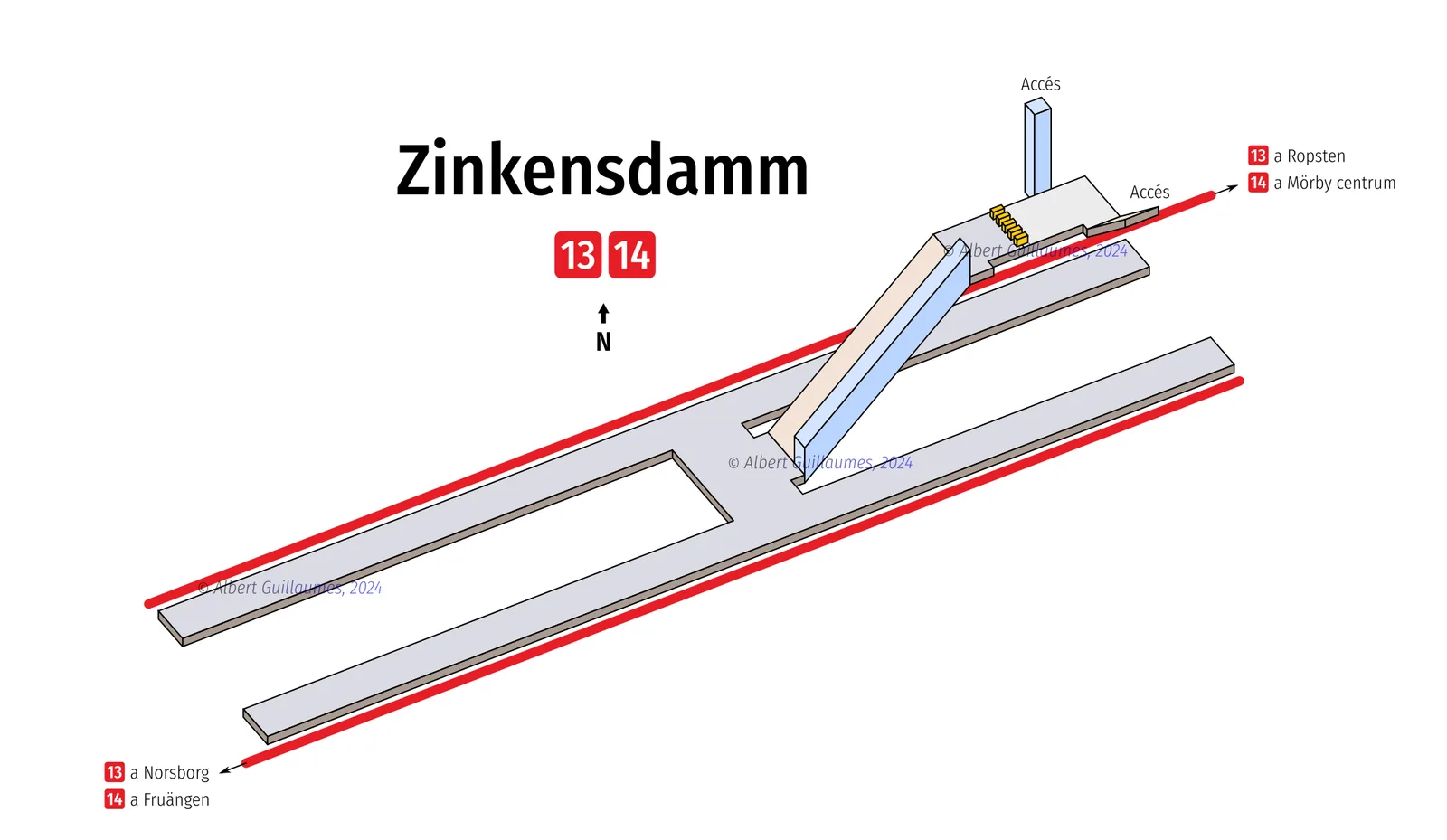Zinkensdamm – interactive station map with exit locations